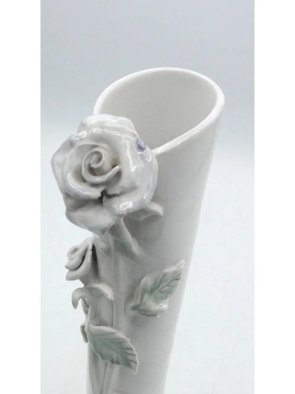 Studio Art Pottery Bud Vase Handmade Applied Flowers Vintage Signed